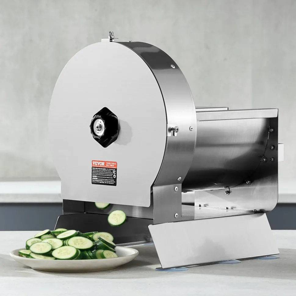 VEVOR Electric Vegetable Slicer, 0-0.5"/0-12mm Thickness Adjustable Commercial Slicer Machine, Convertible to Manual, Stainless Steel Food Cutter Slicing Machine, for Potato, Lemon, Tomato, Apple