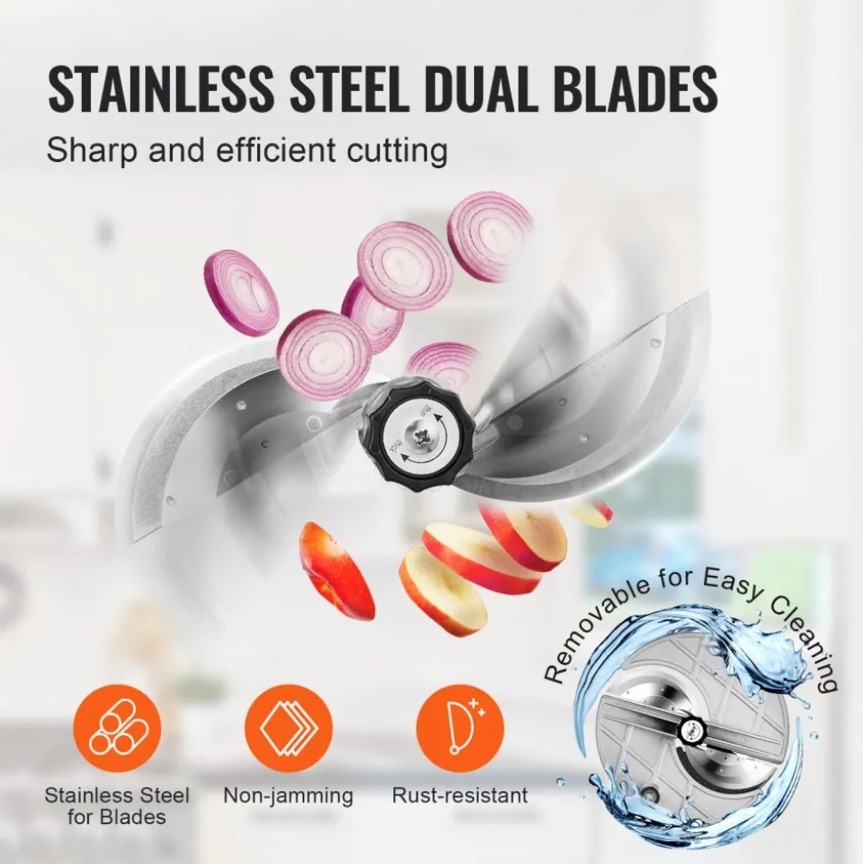 VEVOR Electric Vegetable Slicer, 0-0.5"/0-12mm Thickness Adjustable Commercial Slicer Machine, Convertible to Manual, Stainless Steel Food Cutter Slicing Machine, Large Feed Port for Potato, Tomato