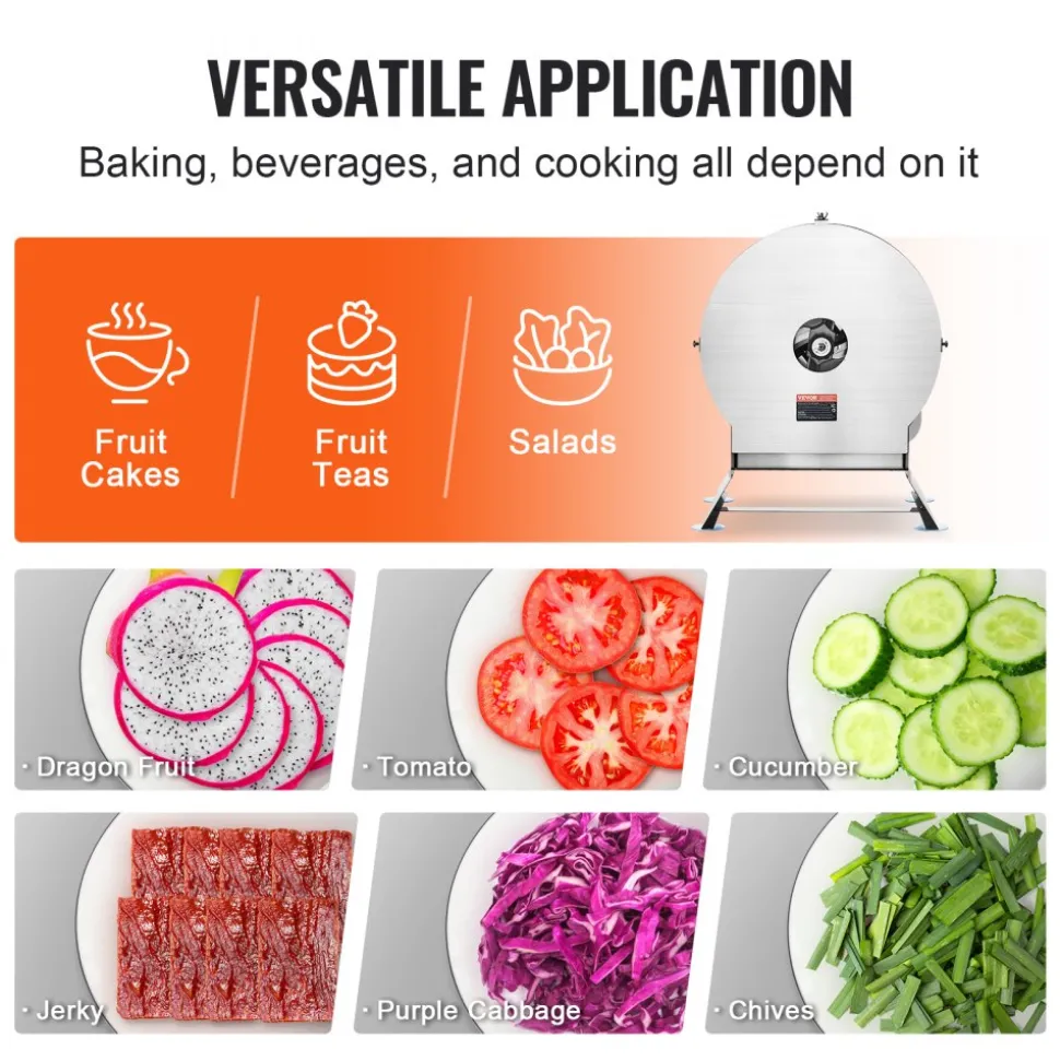 VEVOR Electric Vegetable Slicer, 0-0.5"/0-12mm Thickness Adjustable Commercial Slicer Machine, Convertible to Manual, Stainless Steel Food Cutter Slicing Machine, Large Feed Port for Potato, Tomato