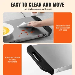 VEVOR Electric Warming Tray, Food Warming Trays for Buffet, Warming Trays with Adjustable Temperature Control, Portable Stainless Steel Food Warmer, Hot Plate Perfect for Parties, Catering, Holidays