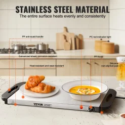 VEVOR Electric Warming Tray, Food Warming Trays for Buffet, Warming Trays with Adjustable Temperature Control, Portable Stainless Steel Food Warmer, Hot Plate Perfect for Parties, Catering, Holidays