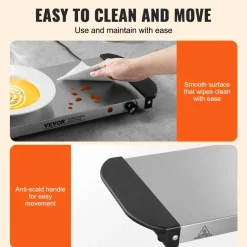 VEVOR Electric Warming Tray, Food Warming Trays for Buffet, Warming Trays with Adjustable Temperature Control, Portable Stainless Steel Food Warmer, Hot Plate Perfect for Parties, Catering, Holidays