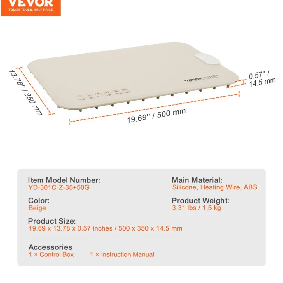 VEVOR Electric Warming Tray, Food Warming Mat for Buffet, Rollable & Portable Silicone Food Warmer with 4 Adjustable Temperature Settings, Auto Shut-Off & Child Lock, Perfect for Parties, Catering