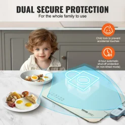 VEVOR Electric Warming Tray, Food Warming Mat for Buffet, Rollable & Portable Silicone Food Warmer with 4 Adjustable Temperature Settings, Auto Shut-Off & Child Lock, Perfect for Parties, Catering