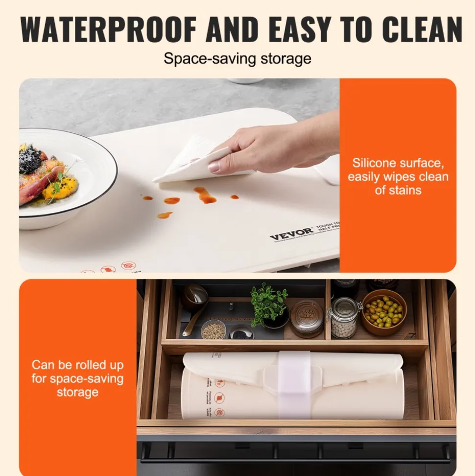 VEVOR Electric Warming Tray, Food Warming Mat for Buffet, Rollable & Portable Silicone Food Warmer with 4 Adjustable Temperature Settings, Auto Shut-Off & Child Lock, Perfect for Parties, Catering
