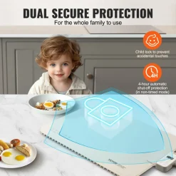 VEVOR Electric Warming Tray, Food Warming Mat for Buffet, Rollable & Portable Silicone Food Warmer with 4 Adjustable Temperature Settings, Auto Shut-Off & Child Lock, Perfect for Parties, Catering