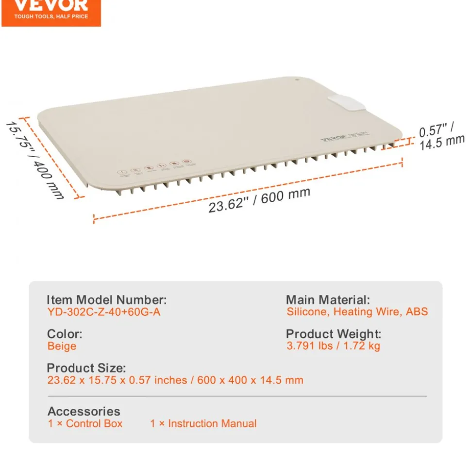 VEVOR Electric Warming Tray, Food Warming Mat for Buffet, Rollable & Portable Silicone Food Warmer with 4 Adjustable Temperature Settings, Auto Shut-Off & Child Lock, Perfect for Parties, Catering