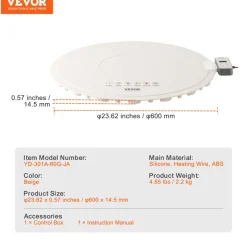 VEVOR Electric Warming Tray, Food Warming Mat for Buffet, Rollable & Portable Silicone Food Warmer with 4 Adjustable Temperature Settings, Auto Shut-Off & Child Lock, Perfect for Parties, Catering