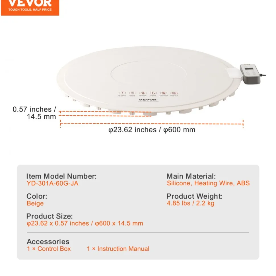 VEVOR Electric Warming Tray, Food Warming Mat for Buffet, Rollable & Portable Silicone Food Warmer with 4 Adjustable Temperature Settings, Auto Shut-Off & Child Lock, Perfect for Parties, Catering
