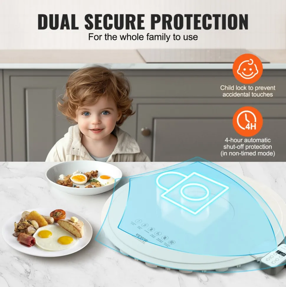 VEVOR Electric Warming Tray, Food Warming Mat for Buffet, Rollable & Portable Silicone Food Warmer with 4 Adjustable Temperature Settings, Auto Shut-Off & Child Lock, Perfect for Parties, Catering