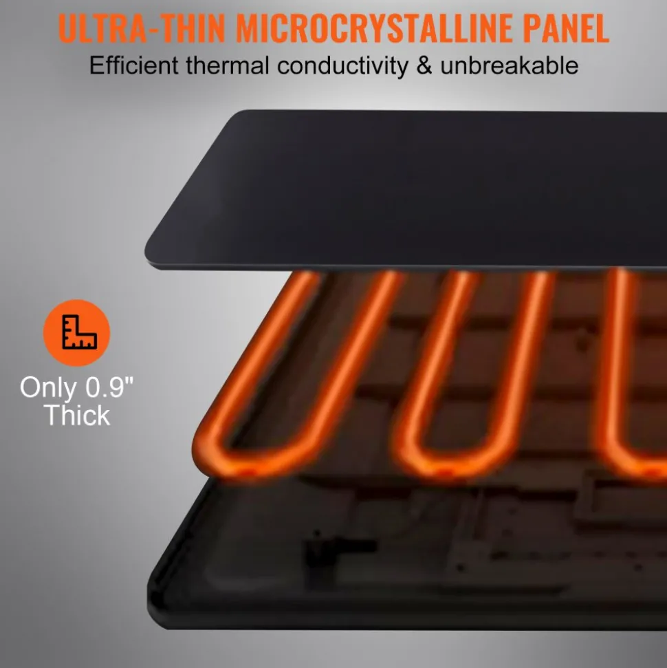 VEVOR Electric Warming Tray, 16.5" x 11" Portable Tempered Glass Heating Tray with Temperature Range (65-90℃), Perfect for Dinner, Catering, House, Parties, Events, Entertaining and Holiday, Black