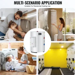 VEVOR Electric Water Heater, 10 Gallon Tank Instant Hot Water Heater, 1.6Kw Tankless Water Heater w/ LED Display,Knob Control, IPX4 Waterproof Side Connection On Demand Heaters for Shower, Bath