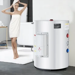 VEVOR Electric Water Heater, 10 Gallon Tank Instant Hot Water Heater, 1.6Kw Tankless Water Heater w/ LED Display,Knob Control, IPX4 Waterproof Side Connection On Demand Heaters for Shower, Bath