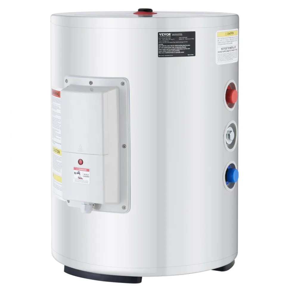 VEVOR Electric Water Heater, 10 Gallon Tank Instant Hot Water Heater, 1.6Kw Tankless Water Heater w/ LED Display,Knob Control, IPX4 Waterproof Side Connection On Demand Heaters for Shower, Bath