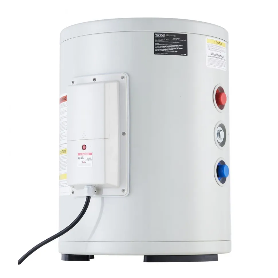 VEVOR Electric Water Heater, 10 Gallon Tank Instant Hot Water Heater, 1.6Kw Tankless Water Heater w/ LED Display,Knob Control, IPX4 Waterproof Side Connection On Demand Heaters for Shower, Bath