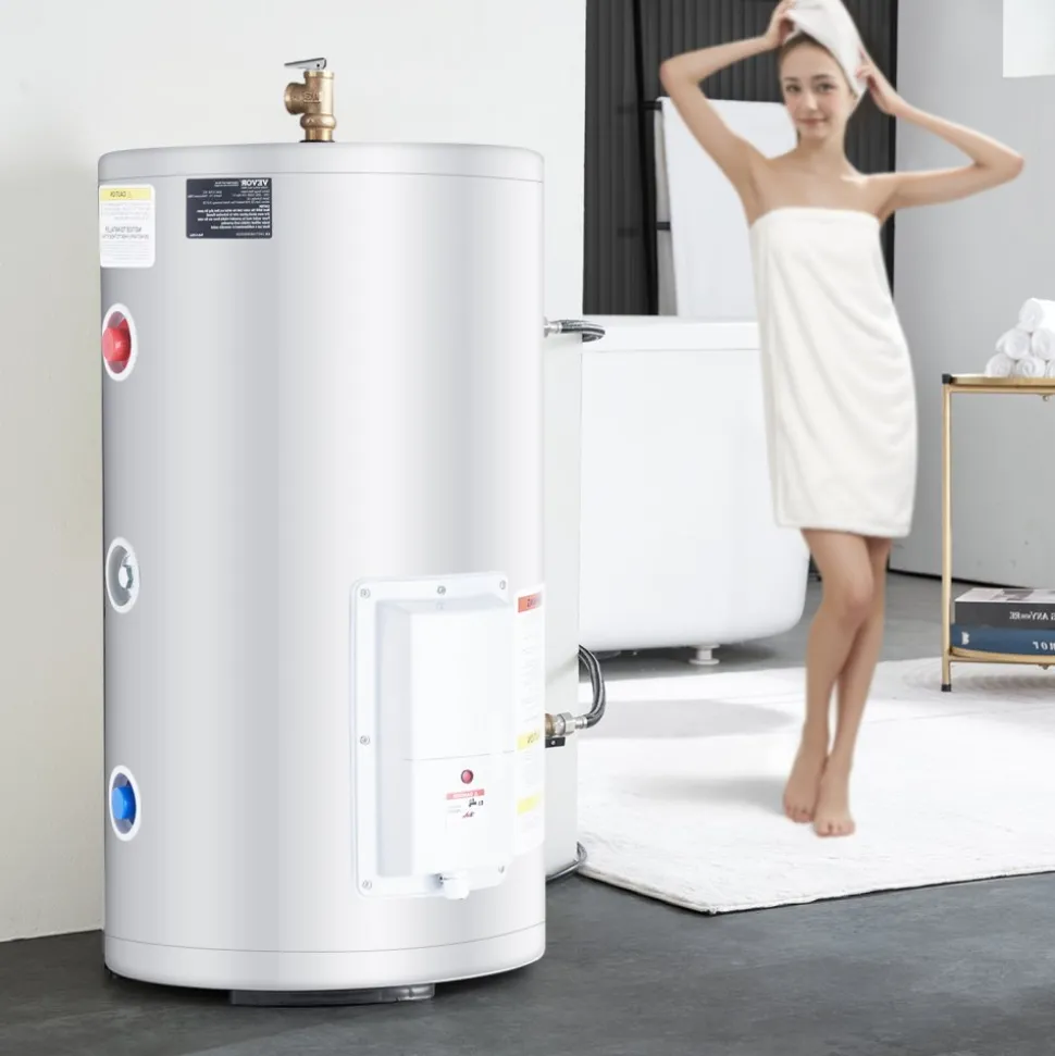 VEVOR Electric Water Heater, 18 Gallon Tank Instant Hot Water Heater, 1.6Kw Tankless Water Heater w/ LED Display,Knob Control, IPX4 Waterproof Side Connection On Demand Heaters for Shower, Bath