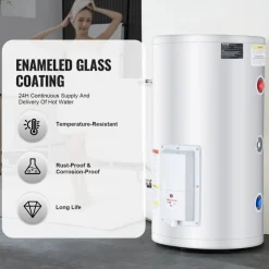 VEVOR Electric Water Heater, 18 Gallon Tank Instant Hot Water Heater, 1.6Kw Tankless Water Heater w/ LED Display,Knob Control, IPX4 Waterproof Side Connection On Demand Heaters for Shower, Bath