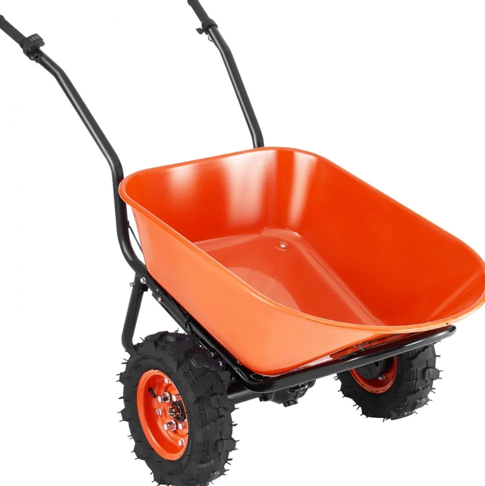 VEVOR Electric Wheelbarrow Cart, 500W Powered Utility Garden Wagon Dump Cart, 4.5 Cu Ft Load & 573 lbs Capacity with Metal Handle & 16" Track Wheels, Two Wheel Barrow Yard Cart & Wagons for Lawn Farm