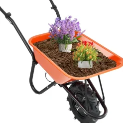 VEVOR Electric Wheelbarrow Cart, 500W Powered Utility Garden Wagon Dump Cart, 5 Cu. Ft. Load & 330 lbs Capacity with Metal Handle & 16
