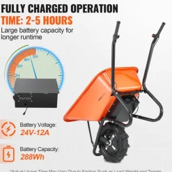VEVOR Electric Wheelbarrow Cart, 500W Powered Utility Garden Wagon Dump Cart, 5 Cu. Ft. Load & 330 lbs Capacity with Metal Handle & 16