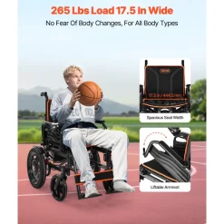 VEVOR Electric Wheelchair for Adults Seniors, 300 lbs Weight Capacity, 20 in Width Lightweight Foldable Motorized Power Wheelchairs, Long Range All Terrain Aluminum Alloy Chair, Adjustable Backrest