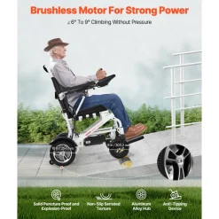 VEVOR Electric Wheelchair for Adults, 300lbs Capacity, Foldable & Lightweight Motorized Wheelchair, 13-Mile Long Travel Range, All-Terrain Powered Chair, Portable 21 inch Seat for Seniors & Disabled