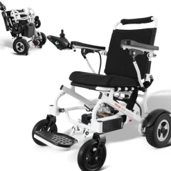 VEVOR Electric Wheelchair for Adults Seniors, 300 lbs Weight Capacity, 17.7 in Width Lightweight Foldable Motorized Power Wheelchairs, UP to 12.5 Miles Range All Terrain Aluminum Alloy Chair