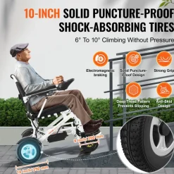 VEVOR Electric Wheelchair for Adults Seniors, 300 lbs Weight Capacity, 17.7 in Width Lightweight Foldable Motorized Power Wheelchairs, UP to 12.5 Miles Range All Terrain Aluminum Alloy Chair