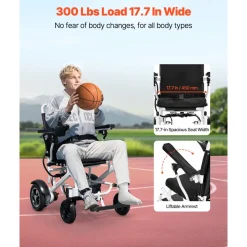 VEVOR Electric Wheelchair for Adults, 300lbs Capacity, Foldable & Lightweight Motorized Wheelchair, 13-Mile Long Travel Range, All-Terrain Powered Chair, Portable for Seniors & Disabled