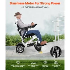 VEVOR Electric Wheelchair for Adults, 300lbs Capacity, Foldable & Lightweight Motorized Wheelchair, 13-Mile Long Travel Range, All-Terrain Powered Chair, Portable for Seniors & Disabled