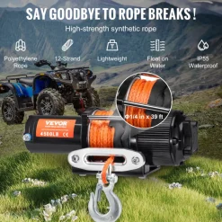 VEVOR Electric Winch, 4000 lb Line Pull Capacity, 12V DC ATV/UTV Winch with Φ3/16 in x 39 ft 7 Strands Steel Cable Roller Fairlead Wireless & Wired Remote Control, IP55 Waterproof for Towing UTV ATV