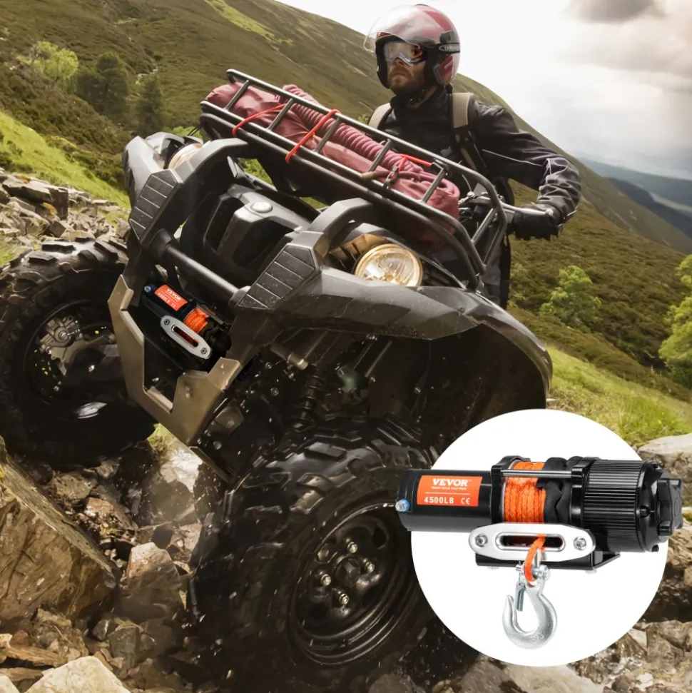 VEVOR Electric Winch, 4000 lb Line Pull Capacity, 12V DC ATV/UTV Winch with Φ3/16 in x 39 ft 7 Strands Steel Cable Roller Fairlead Wireless & Wired Remote Control, IP55 Waterproof for Towing UTV ATV