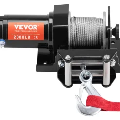 VEVOR Electric Winch, 2000 lb Line Pull Capacity, 12V DC ATV/UTV Winch with Φ5/32 in x 39 ft 7 Strands Steel Cable Roller Fairlead Wired Remote Control, IP55 Waterproof for Towing UTV ATV Off-Road
