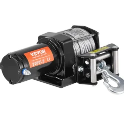 VEVOR Electric Winch, 3000 lb Line Pull Capacity, 12V DC ATV/UTV Winch with Φ3/16 in x 39 ft 7 Strands Steel Cable Roller Fairlead Wired Remote Control, IP55 Waterproof for Towing UTV ATV Off-Road