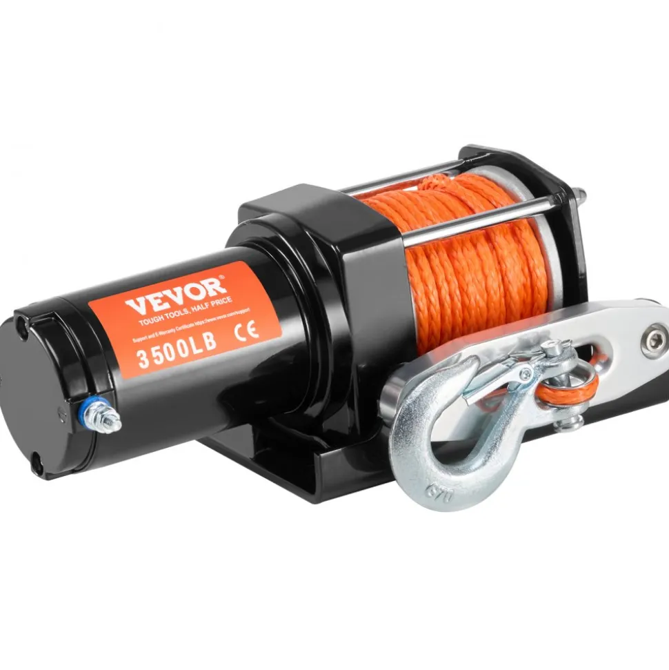 VEVOR Electric Winch, 3500 lb Line Pull Capacity, 12V DC ATV/UTV Winch with Φ3/16 in x 39 ft 12 Strands Synthetic Rope Aluminum Fairlead Wired Remote Control, IP55 Waterproof for Towing UTV ATV Boat