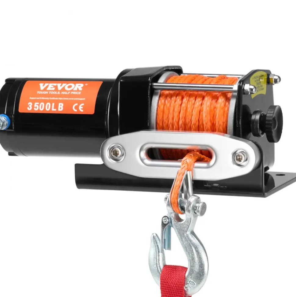 VEVOR Electric Winch, 3500 lb Line Pull Capacity, 12V DC ATV/UTV Winch with Φ3/16 in x 39 ft 12 Strands Synthetic Rope Aluminum Fairlead Wired Remote Control, IP55 Waterproof for Towing UTV ATV Boat