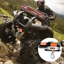 VEVOR Electric Winch, 3500 lb Line Pull Capacity, 12V DC ATV/UTV Winch with Φ3/16 in x 39 ft 12 Strands Synthetic Rope Aluminum Fairlead Wired Remote Control, IP55 Waterproof for Towing UTV ATV Boat