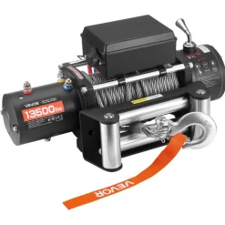 VEVOR Electric Winch, 13500 lbs Load Capacity, 12V DC Truck Winch with Φ3/8 in x 80 ft Steel Rope, Wireless & Wired Remote Control, IP55 Waterproof for Towing SUV Jeep Trailer Boat Off-Road Vehicle