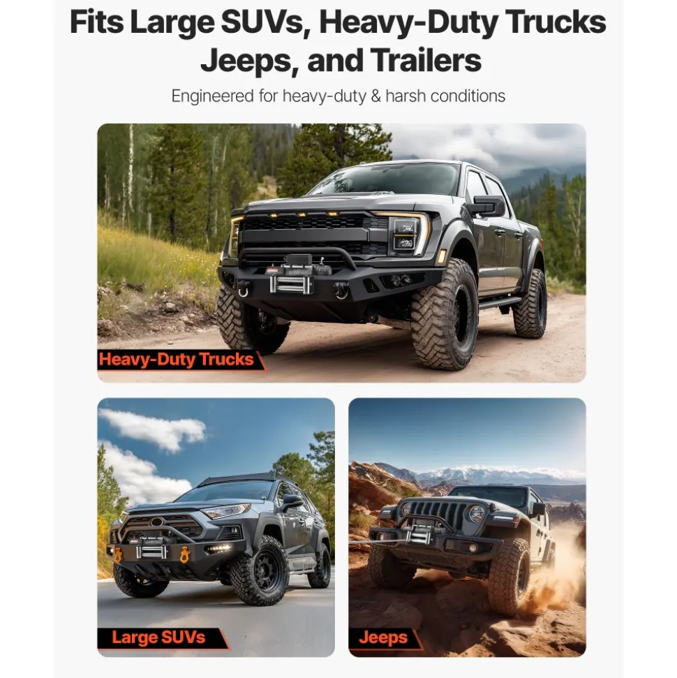 VEVOR Electric Winch, 13500 lbs Load Capacity, 12V DC Truck Winch with Φ3/8 in x 80 ft Steel Rope, Wireless & Wired Remote Control, IP55 Waterproof for Towing SUV Jeep Trailer Boat Off-Road Vehicle