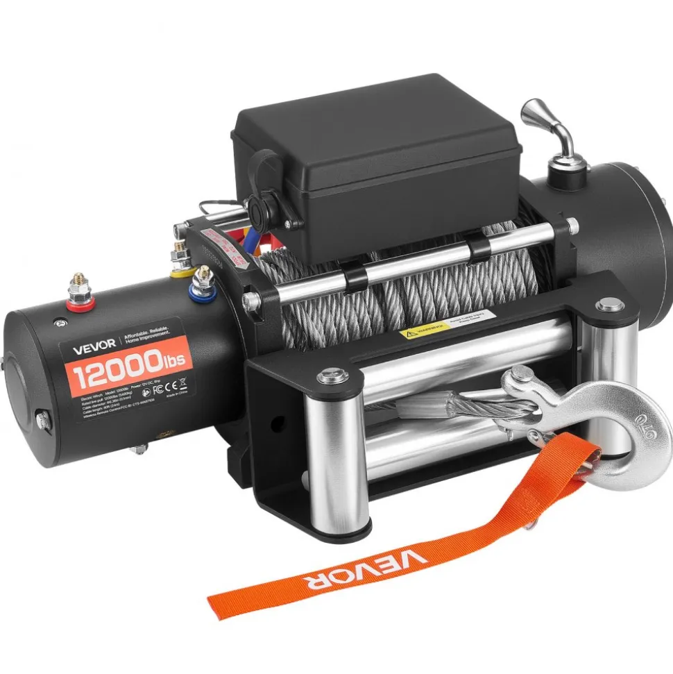 VEVOR Electric Winch, 12000 lbs Load Capacity, 12V DC Truck Winch with Φ0.36 in x 80 ft Steel Rope, Wireless & Wired Remote Control, IP55 Waterproof for Towing SUV Jeep Trailer Boat Off-Road Vehicle