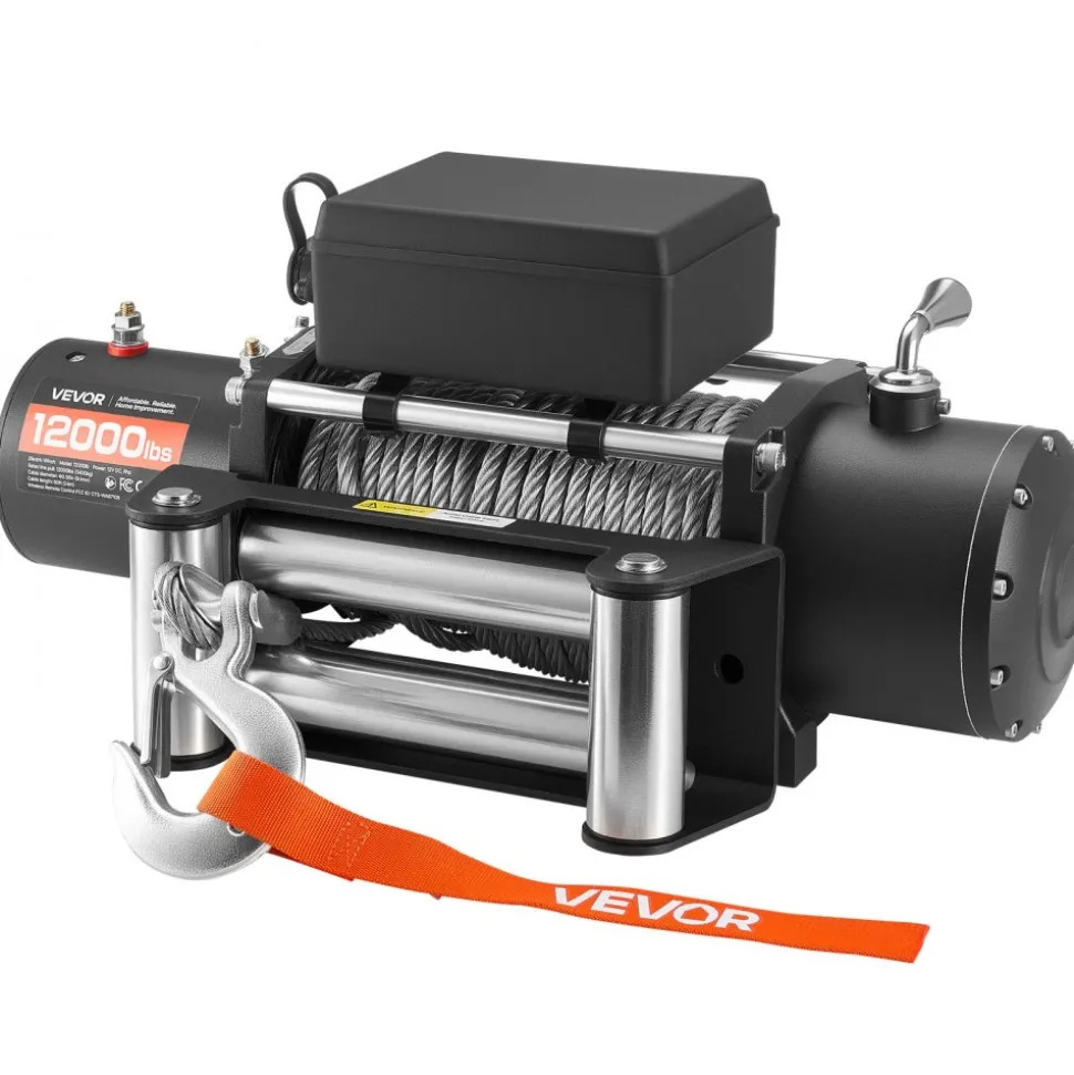 VEVOR Electric Winch, 12000 lbs Load Capacity, 12V DC Truck Winch with Φ0.36 in x 80 ft Steel Rope, Wireless & Wired Remote Control, IP55 Waterproof for Towing SUV Jeep Trailer Boat Off-Road Vehicle