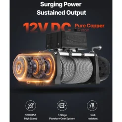 VEVOR Electric Winch, 10000 lbs Load Capacity, 12V DC Truck Winch with Φ21/64 in x 65 ft Steel Rope, Wireless & Wired Remote Control, IP55 Waterproof for Towing SUV Jeep Trailer Boat Off-Road Vehicle