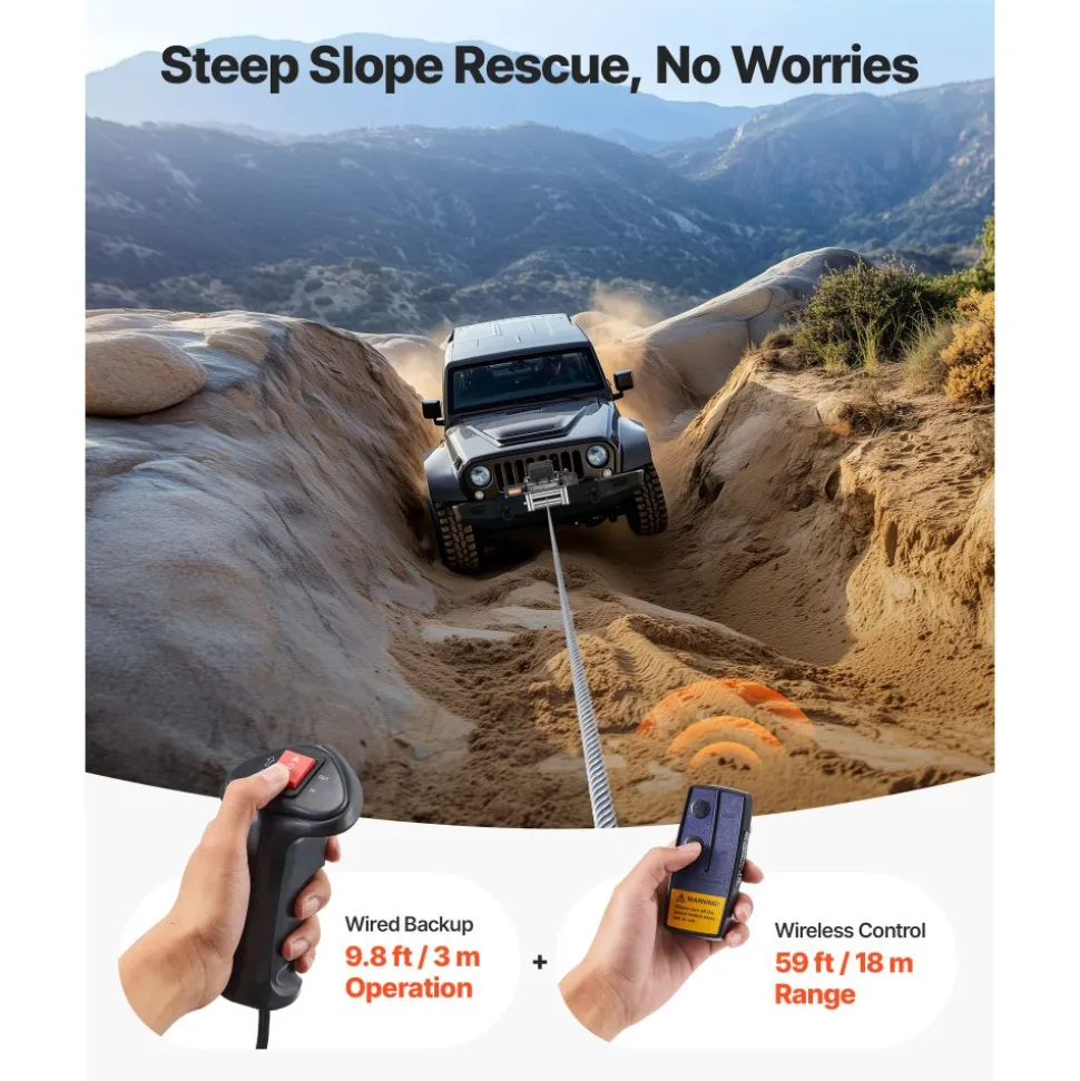 VEVOR Electric Winch, 10000 lbs Load Capacity, 12V DC Truck Winch with Φ21/64 in x 65 ft Steel Rope, Wireless & Wired Remote Control, IP55 Waterproof for Towing SUV Jeep Trailer Boat Off-Road Vehicle