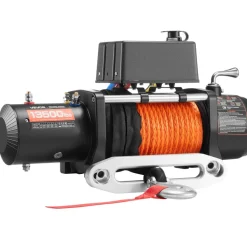 VEVOR Electric Winch, 13500 lbs Load Capacity, 12V DC Truck Winch with Φ3/8 in x 80 ft Synthetic Rope, Wireless & Wired Remote Control, Suitable for Towing Off-Road SUV Jeep Trailer Boat