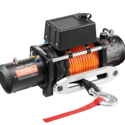 VEVOR Electric Winch, 13500 lbs Load Capacity, 12V DC Truck Winch with Φ3/8 in x 80 ft Synthetic Rope, Wireless & Wired Remote Control, Suitable for Towing Off-Road SUV Jeep Trailer Boat