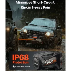 VEVOR Electric Winch, 12000 lbs Load Capacity, 12V DC Truck Winch with Φ3/8 in x 92 ft Synthetic Rope, Wireless & Wired Remote Control, IP68 Waterproof for Towing Off-Road SUV Jeep Trailer Boat