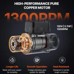 VEVOR Electric Winch, 18,000 lb, 12V DC Truck Winch with Φ7/16 in x 85 ft Steel Cable Roller Fairlead Wireless & Wired Remote Control, IP55 Waterproof for Towing Off-Road SUV Jeep Truck Trailer Boat