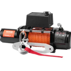 VEVOR Electric Winch, 10,000 lb, 12V DC Truck Winch with Φ7/20 in x 65 ft Synthetic Rope Aluminum Fairlead Wireless & Wired Remote Control, IP55 Waterproof for Towing Off-Road SUV Jeep Trailer Boat