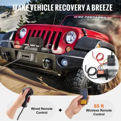 VEVOR Electric Winch, 13,500 lb, 12V DC Truck Winch with Φ3/8 in x 80 ft Steel Cable Roller Fairlead Wireless & Wired Remote Control, IP55 Waterproof for Towing Off-Road SUV Jeep Truck Trailer Boat