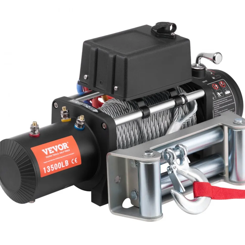 VEVOR Electric Winch, 13,500 lb, 12V DC Truck Winch with Φ3/8 in x 80 ft Steel Cable Roller Fairlead Wireless & Wired Remote Control, IP55 Waterproof for Towing Off-Road SUV Jeep Truck Trailer Boat